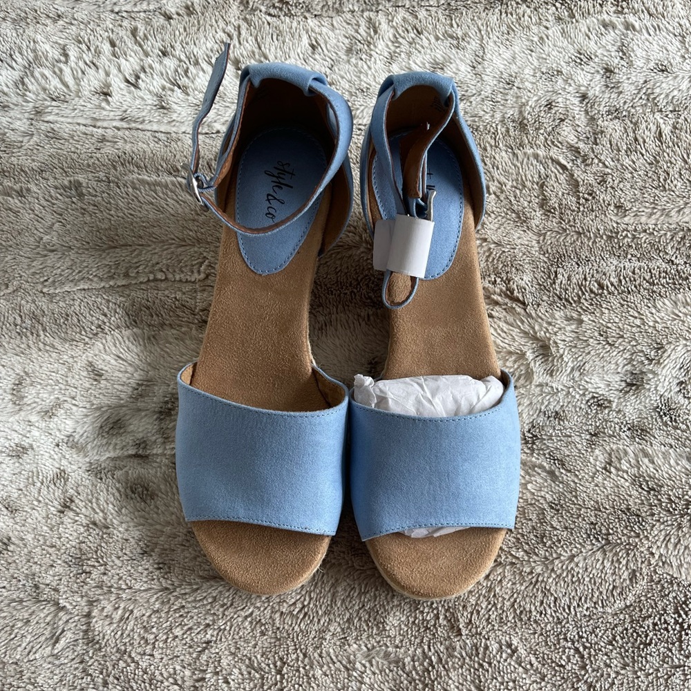 Blue Wedge Sandals